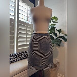 Anthropologie HD in Paris Black and White Geometric Midi Skirt